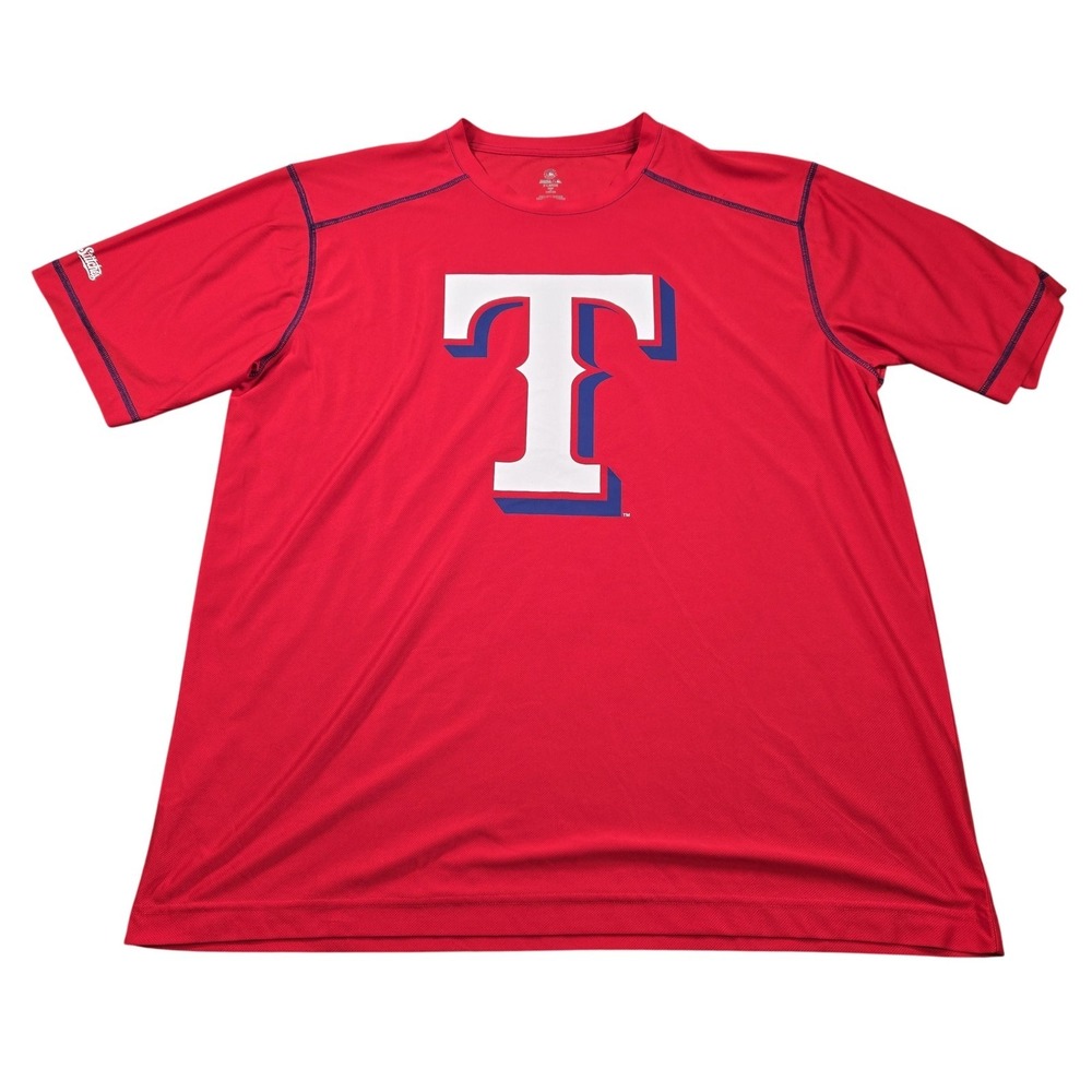 Texas Rangers Shirt Mens XL Red MLB Baseball Stitches Graphic Performance Tee